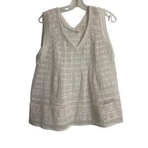 Maeve Ladder Lace Blouse Size 8 White Bohemian Lace Sleeveless